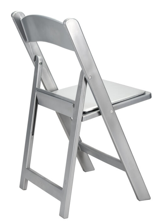 Silver with Silver Vinyl Cushion Resin Folding Chair by Chivari CFRS-AX-T