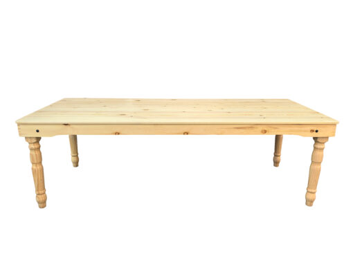 Natural 8 Foot (96″ x 40″) Farm Table, Rectangle, Thin Fluted Leg TFARMRT9640-NATURAL-T-LEG-AX-T