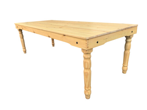 Natural 8 Foot (96″ x 40″) Farm Table, Rectangle, Thin Fluted Leg TFARMRT9640-NATURAL-T-LEG-AX-T