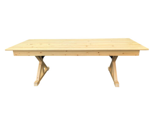 Natural 8 Foot (96″ x 40″) X Leg Rectangle Wood Farmhouse Table Natural 8 Foot (96″ x 40″) X Leg Rectangle Wood Farmhouse Table TFARMRT9640-NATURAL-X-LEG-AX-T