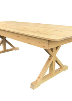 Natural 8 Foot (96″ x 40″) X Leg Rectangle Wood Farmhouse Table TFARMRT9640-NATURAL-X-LEG-AX-T