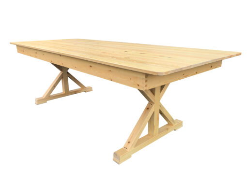 Natural 8 Foot (96″ x 40″) X Leg Rectangle Wood Farmhouse Table TFARMRT9640-NATURAL-X-LEG-AX-T