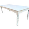 White Distressed Foot (96″ x 40″) Farm Table, Rectangle, Thin Fluted Leg TFARMRT9640-WHITEDIS-T-LEG-AX-T