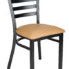 Bundle Restaurant Ladder Chair with Black Frame and Tan Vinyl Seat CLMBVT-ZF-KT