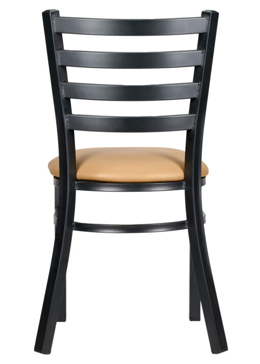 Bundle Restaurant Ladder Chair with Black Frame and Tan Vinyl Seat CLMBVT-ZF-KT