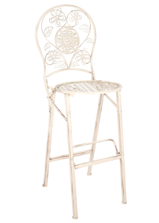 White Barcelona Bistro Barstool with Round Seat and Back BBBMRW-AX-T