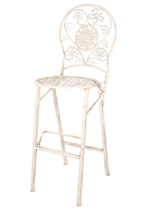 White Barcelona Bistro Barstool with Round Seat and Back BBBMRW-AX-T