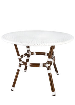 White on White Dark Pipe Bistro Table 40″ PE Rattan by Chivari TBTPWWD-KT-AX-T