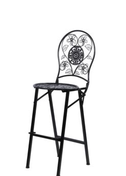 Black Barcelona Bistro Barstool with Round Seat and Back by Chivari BBBRRB-AX-T