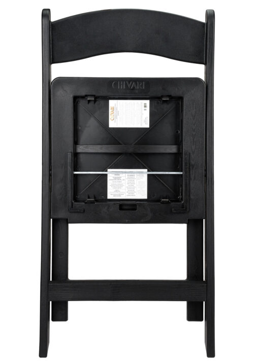 Black WoodGrain Resin Folding Chair with Black Vinyl Seat CFRBB-A