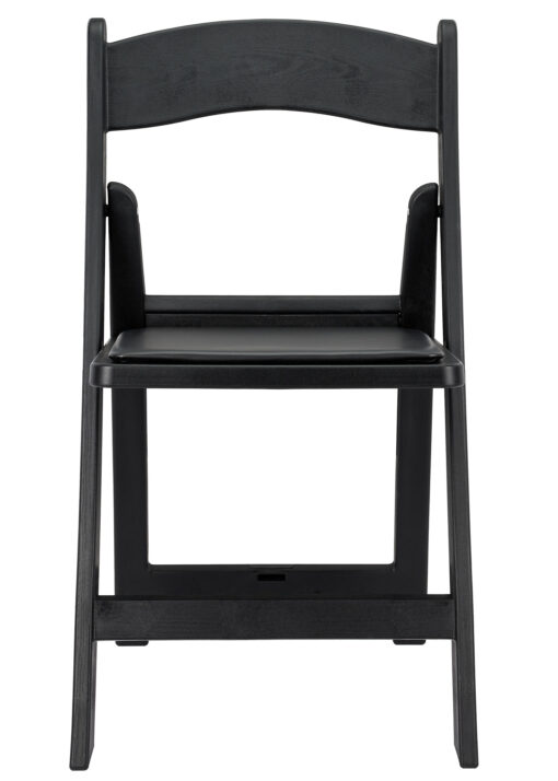 Black WoodGrain Resin Folding Chair with Black Vinyl Seat CFRBB-A