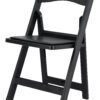 Black WoodGrain Resin Folding Chair with Black Vinyl Seat CFRBB-A