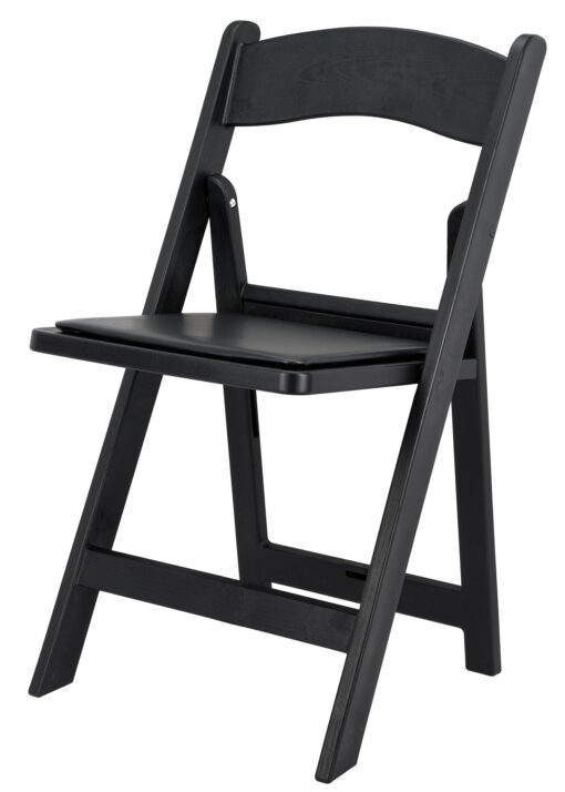 Black WoodGrain Resin Folding Chair with Black Vinyl Seat CFRBB-A