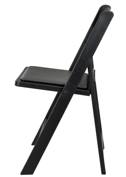 Black WoodGrain Resin Folding Chair with Black Vinyl Seat CFRBB-A