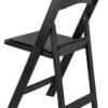 Black WoodGrain Resin Folding Chair with Black Vinyl Seat CFRBB-A