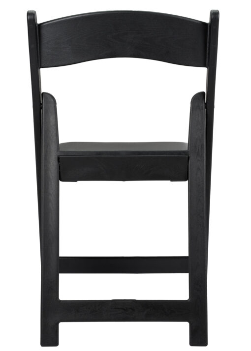 Black WoodGrain Resin Folding Chair with Black Vinyl Seat CFRBB-A