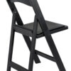 Black WoodGrain Resin Folding Chair with Black Vinyl Seat CFRBB-A