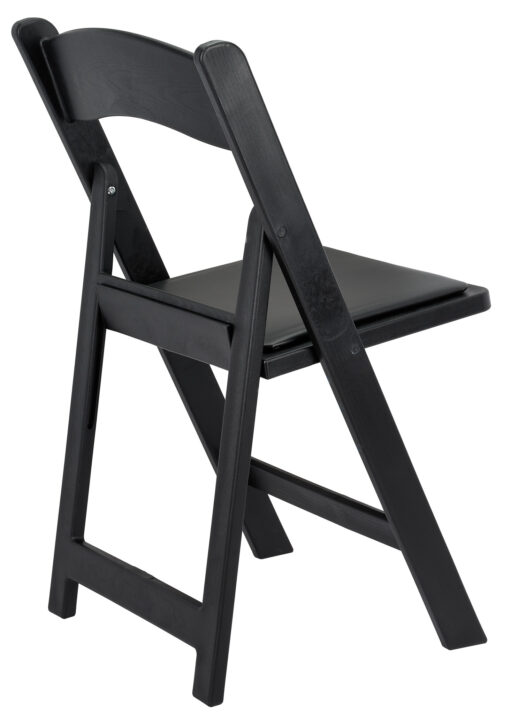 Black WoodGrain Resin Folding Chair with Black Vinyl Seat CFRBB-A