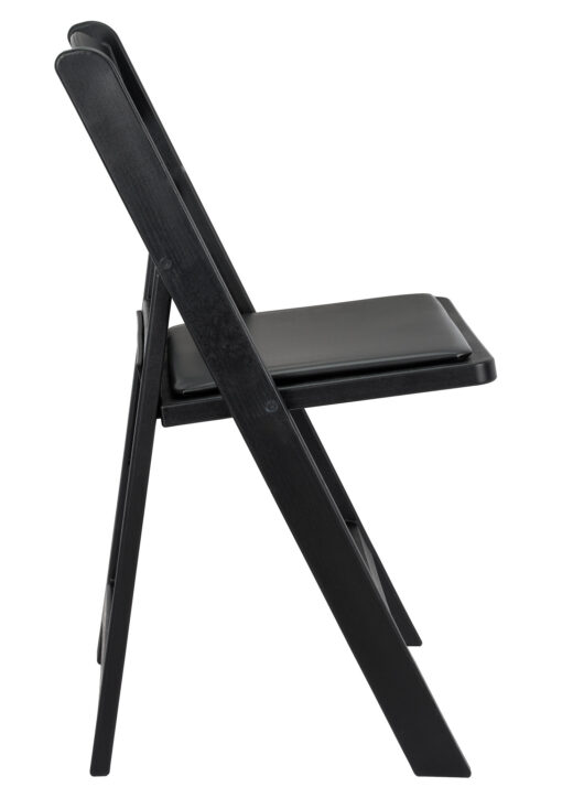 Black WoodGrain Resin Folding Chair with Black Vinyl Seat CFRBB-A