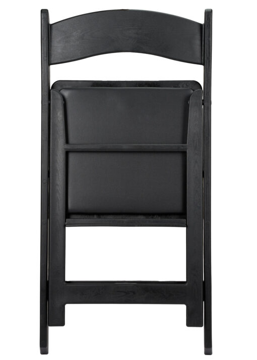 Black WoodGrain Resin Folding Chair with Black Vinyl Seat CFRBB-A